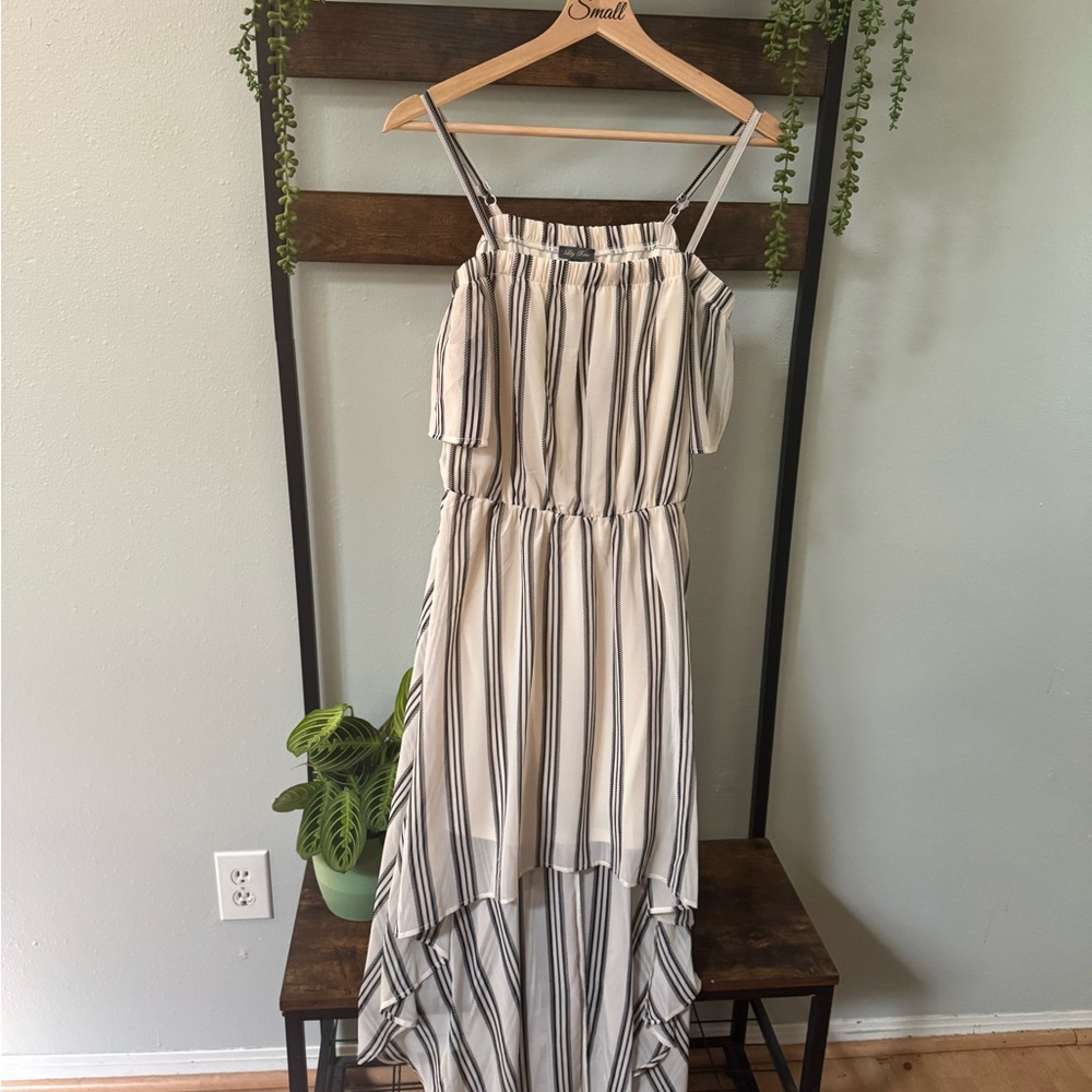 Lily Rose White and Black High Low Sundress